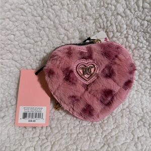 NWT Juicy Couture Get Cozy Pink Heart-Shaped Fur Zip Around